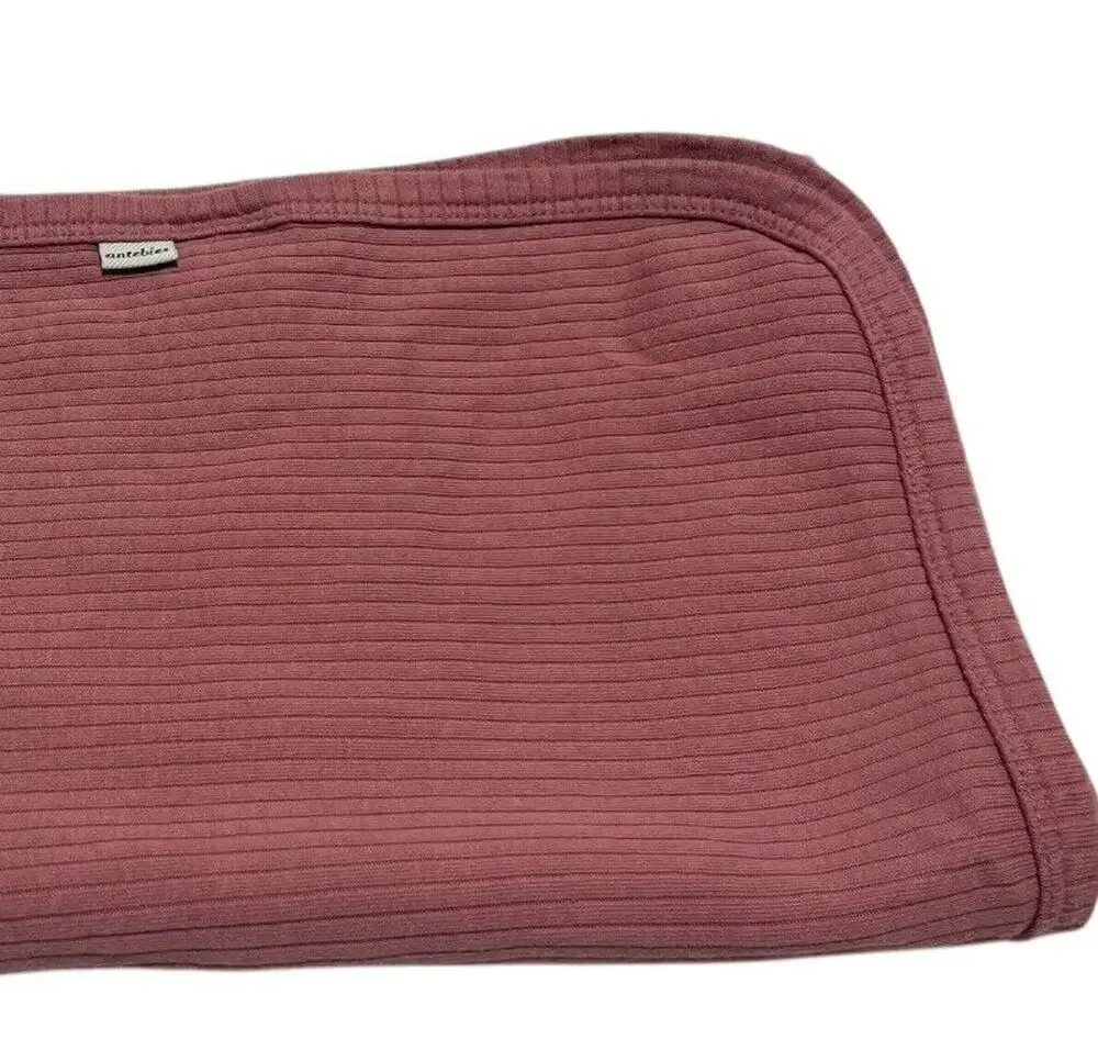 Antebies Pink Ribbed Baby Blanket Organic Cotton